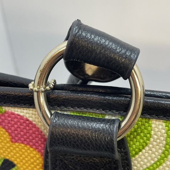 Spartina 449 Purple & Green Floral Linen/Leather Beach Bag or Weekender Tote XL - Picture 7 of 15